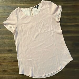 Express Light Pink Rounded Hem Zipper Back Short Sleeve Top Small